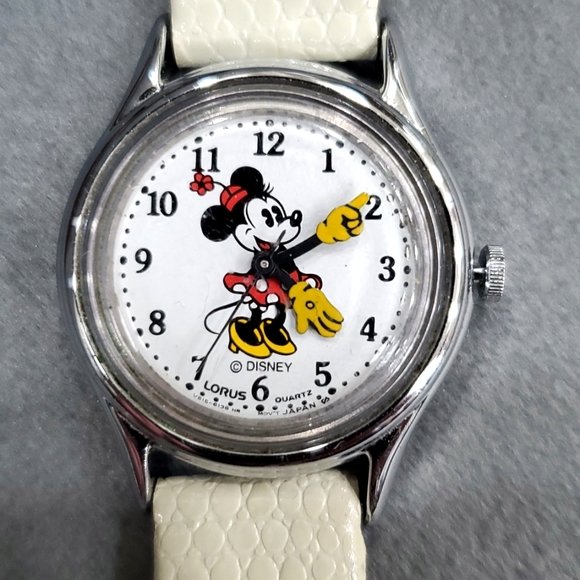 Lorus Quartz Disney Minnie Mouse watch silver with Speidel cream snakeprint band - Picture 1 of 12